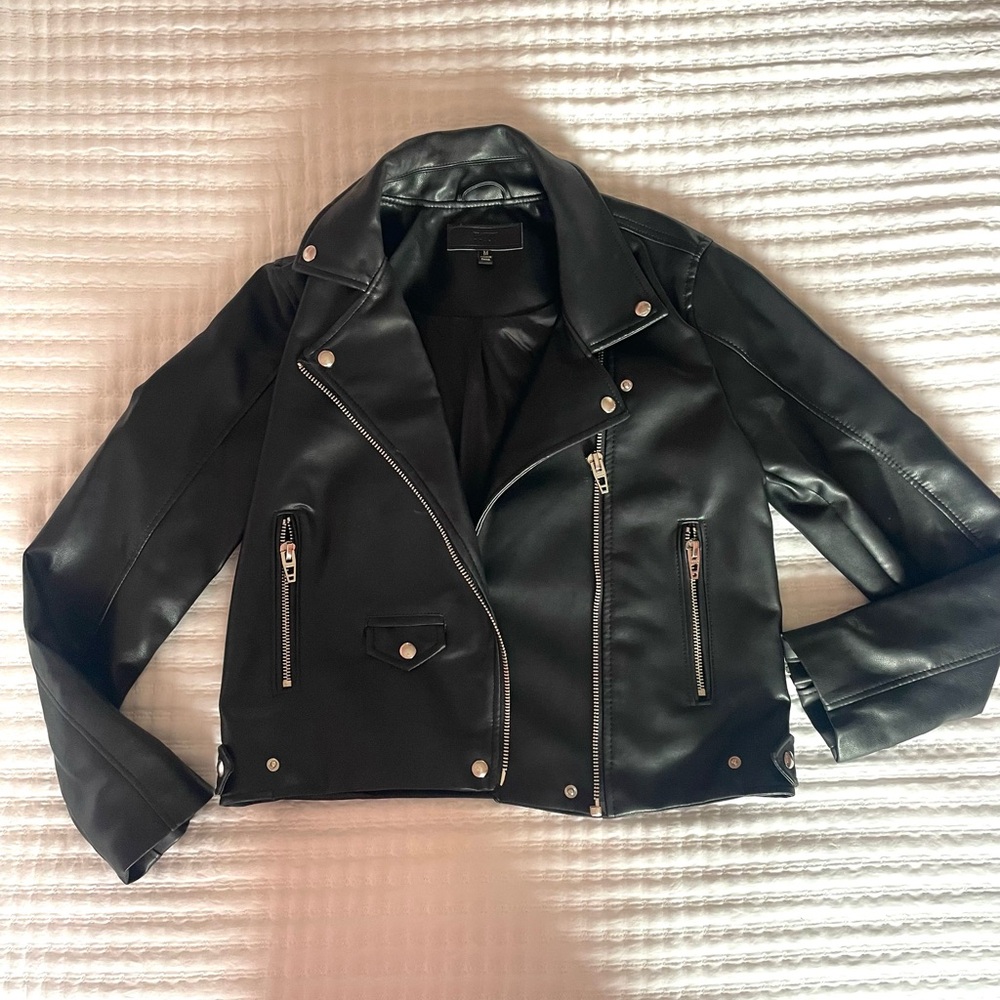 Black Faux Leather Biker Jacket